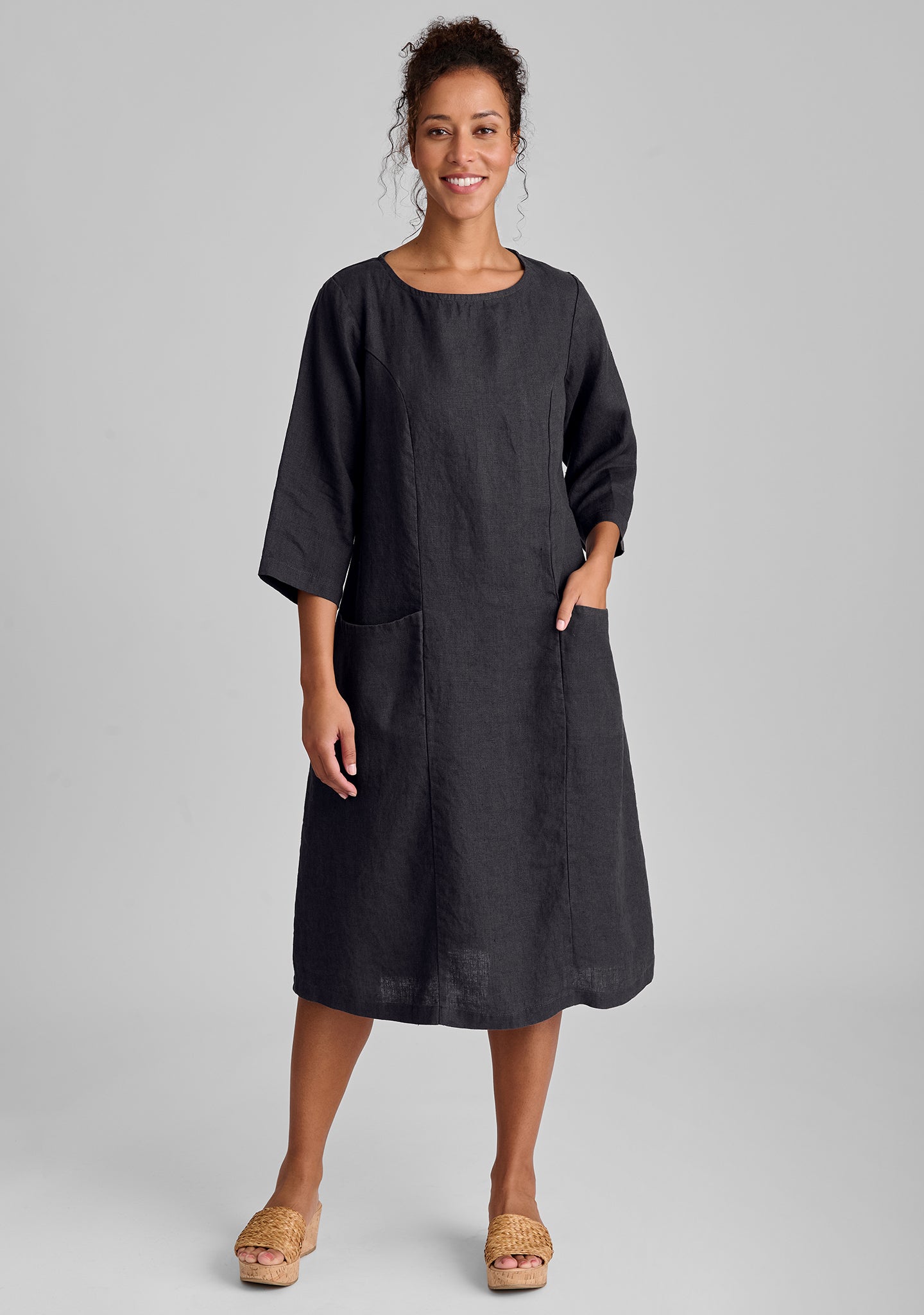Linen Dresses With Sleeves For Women FLAX Linen Dresses With Sleeves For Women FLAX