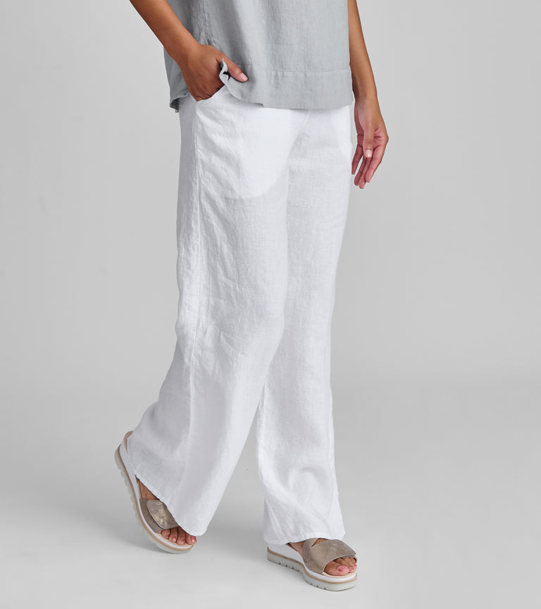 FLAX women's linen clothing brand white linen pants