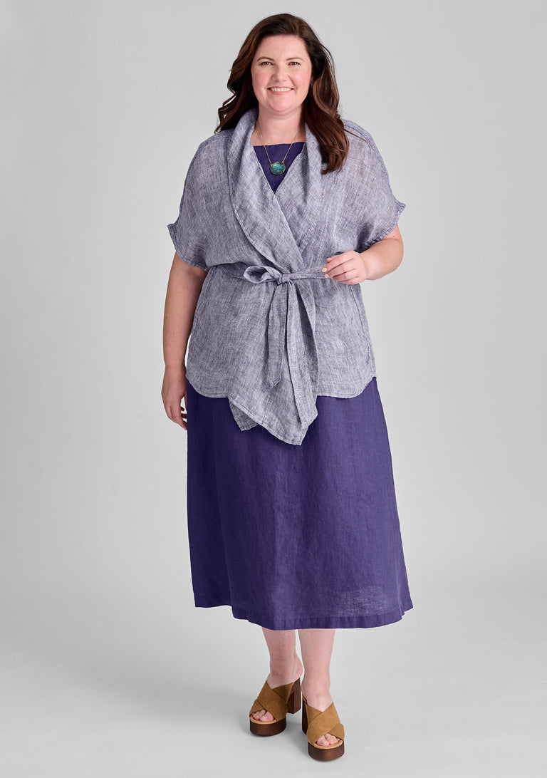 FLAX linen cardigan in blue with linen dress in blue
