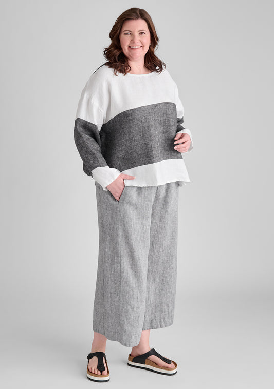 panel pants linen pants with elastic waist black