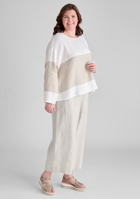 panel pants linen pants with elastic waist natural