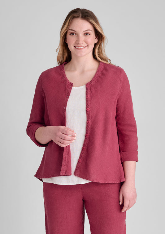 beneficial blouse linen cardigan red