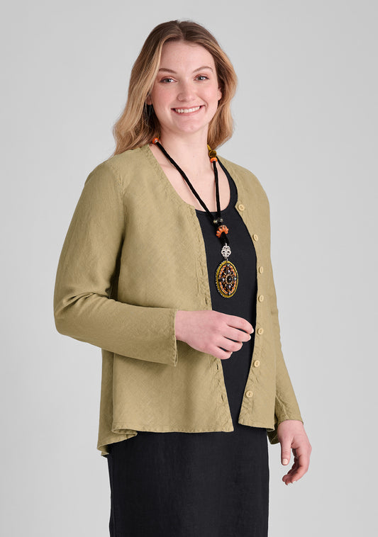 beneficial blouse linen cardigan green