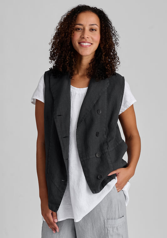 chelsea vest linen vest black
