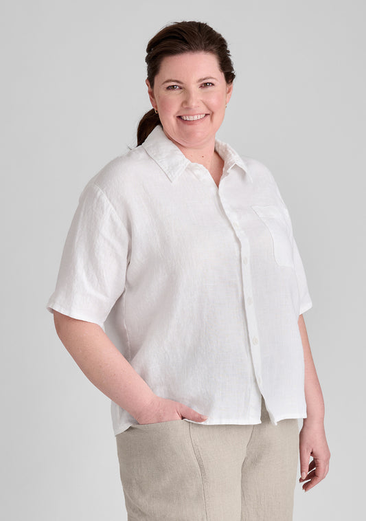 cherished shirt linen button down shirt white