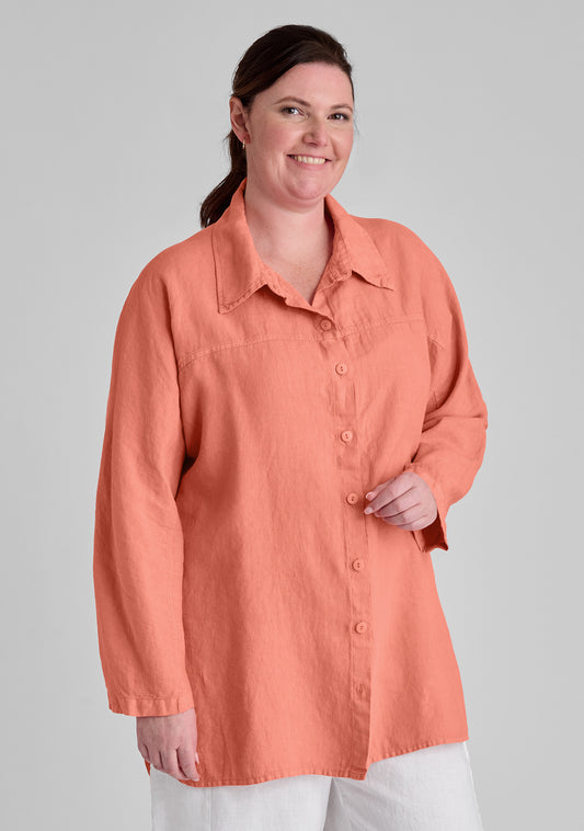 dramatic shirt linen button down shirt orange