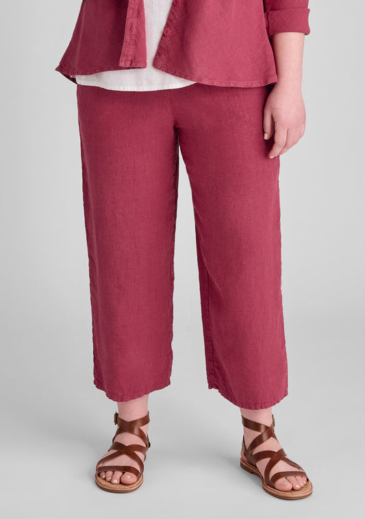 floods linen pants with elastic waist red