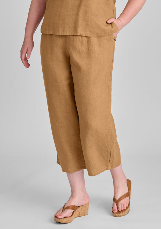 floods linen pants with elastic waist orange