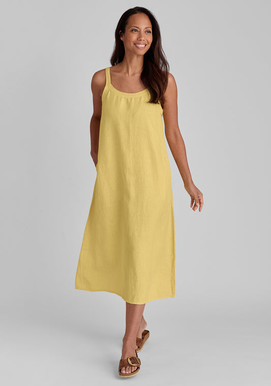 maxi dress linen dress yellow