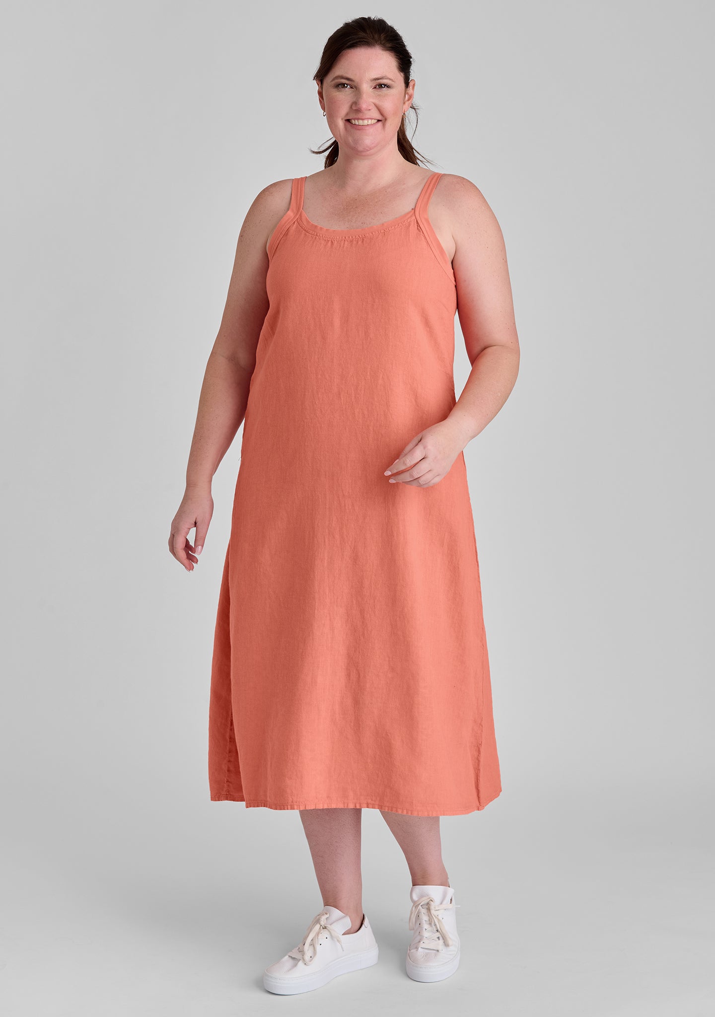 maxi dress linen dress orange