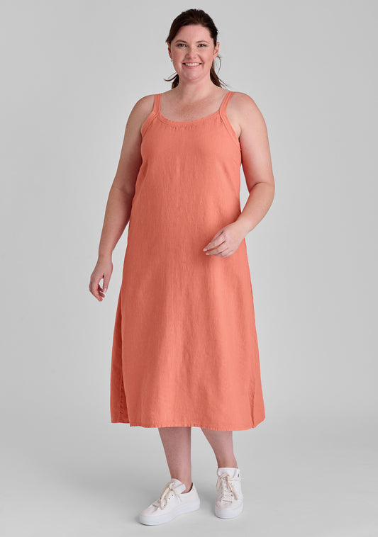 maxi dress linen dress orange