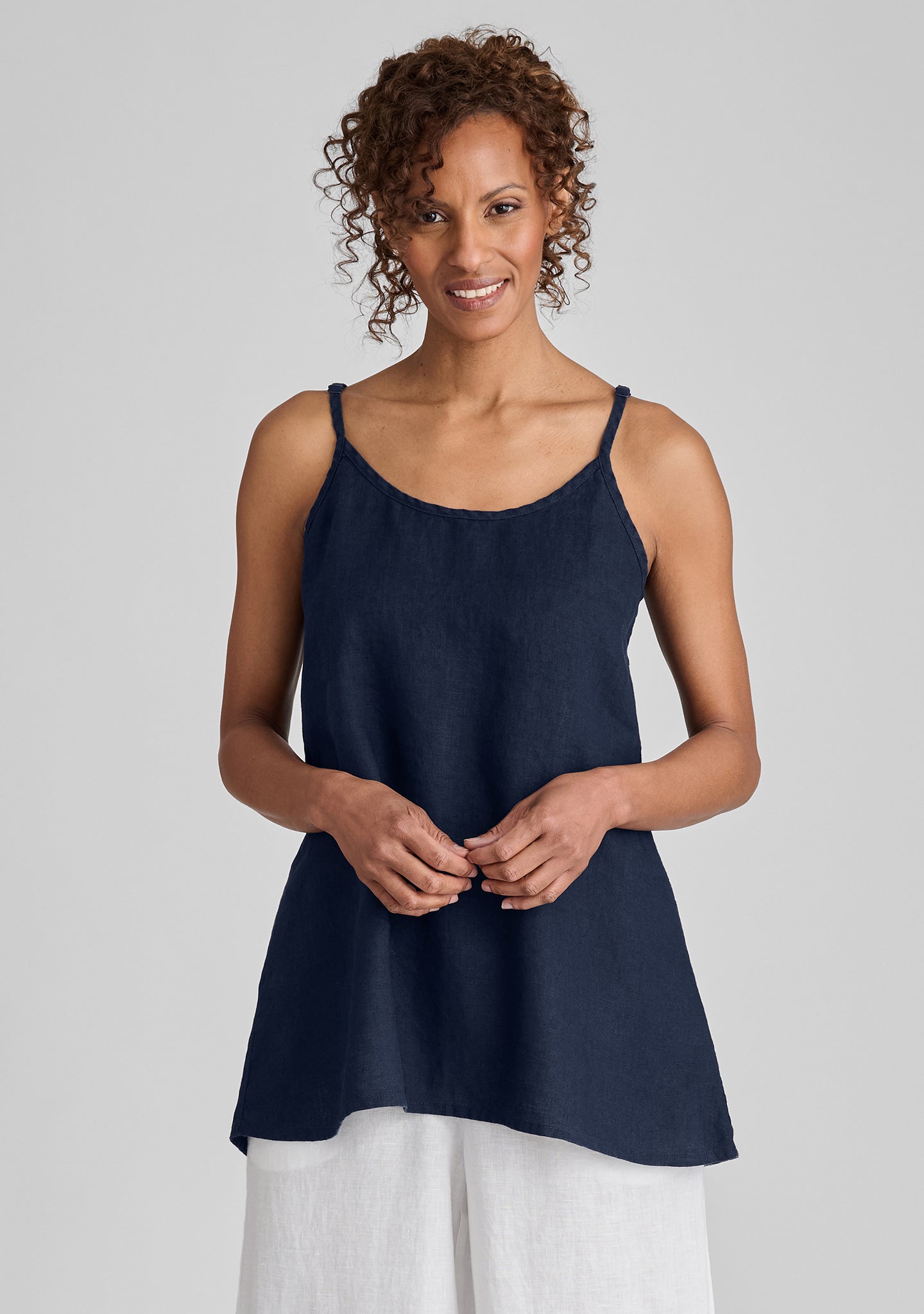nighttime cami linen tank top blue