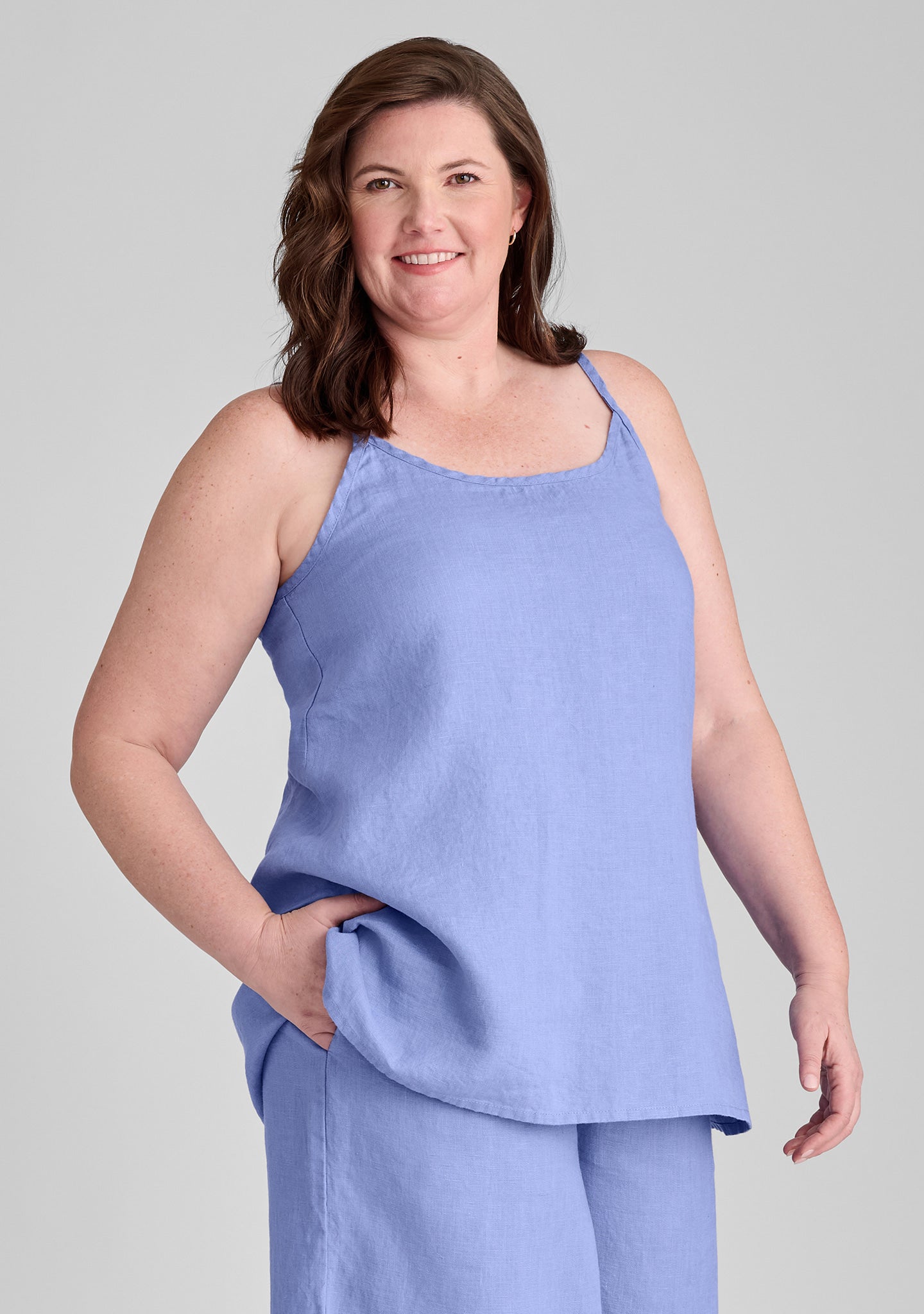 nighttime cami linen tank top blue