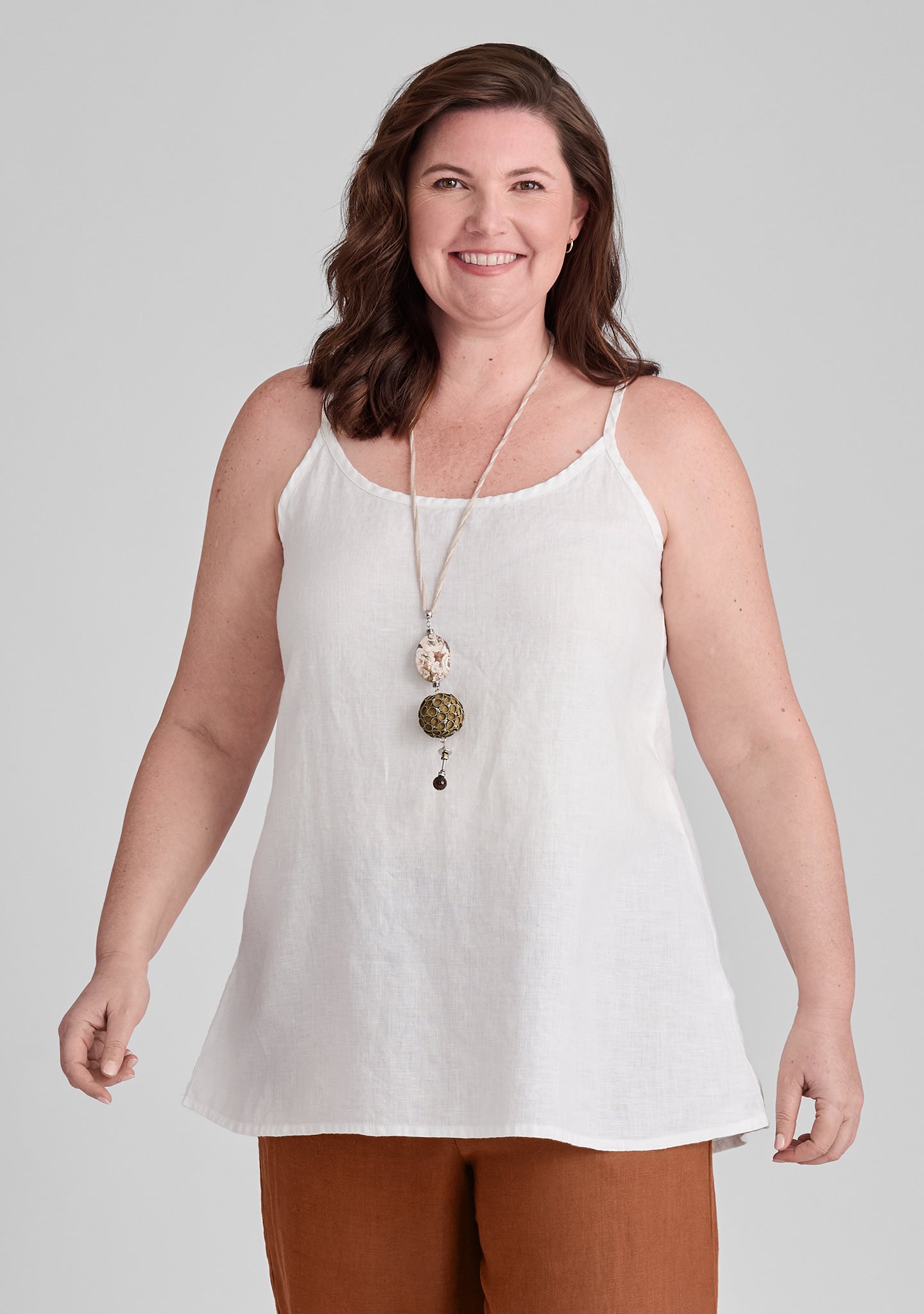 nighttime cami linen tank top white