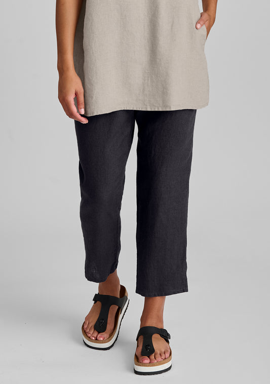 pocketed ankle pant linen pants grey