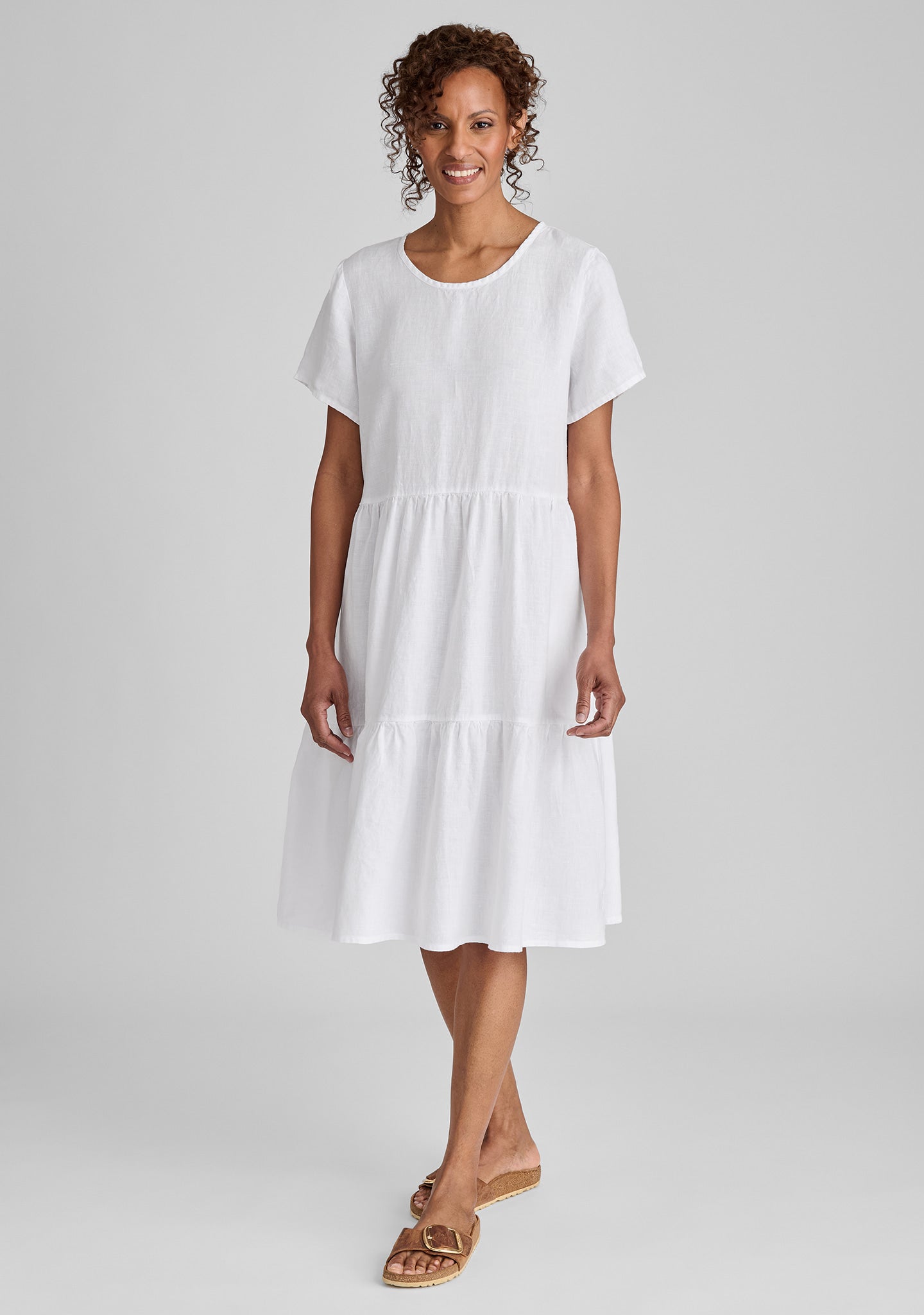 ruthies dress short sleeve linen dress white
