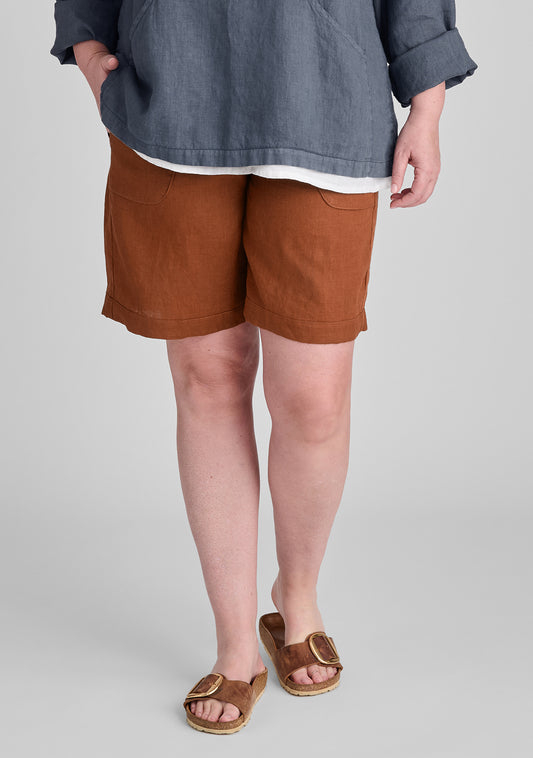 shorty linen shorts orange