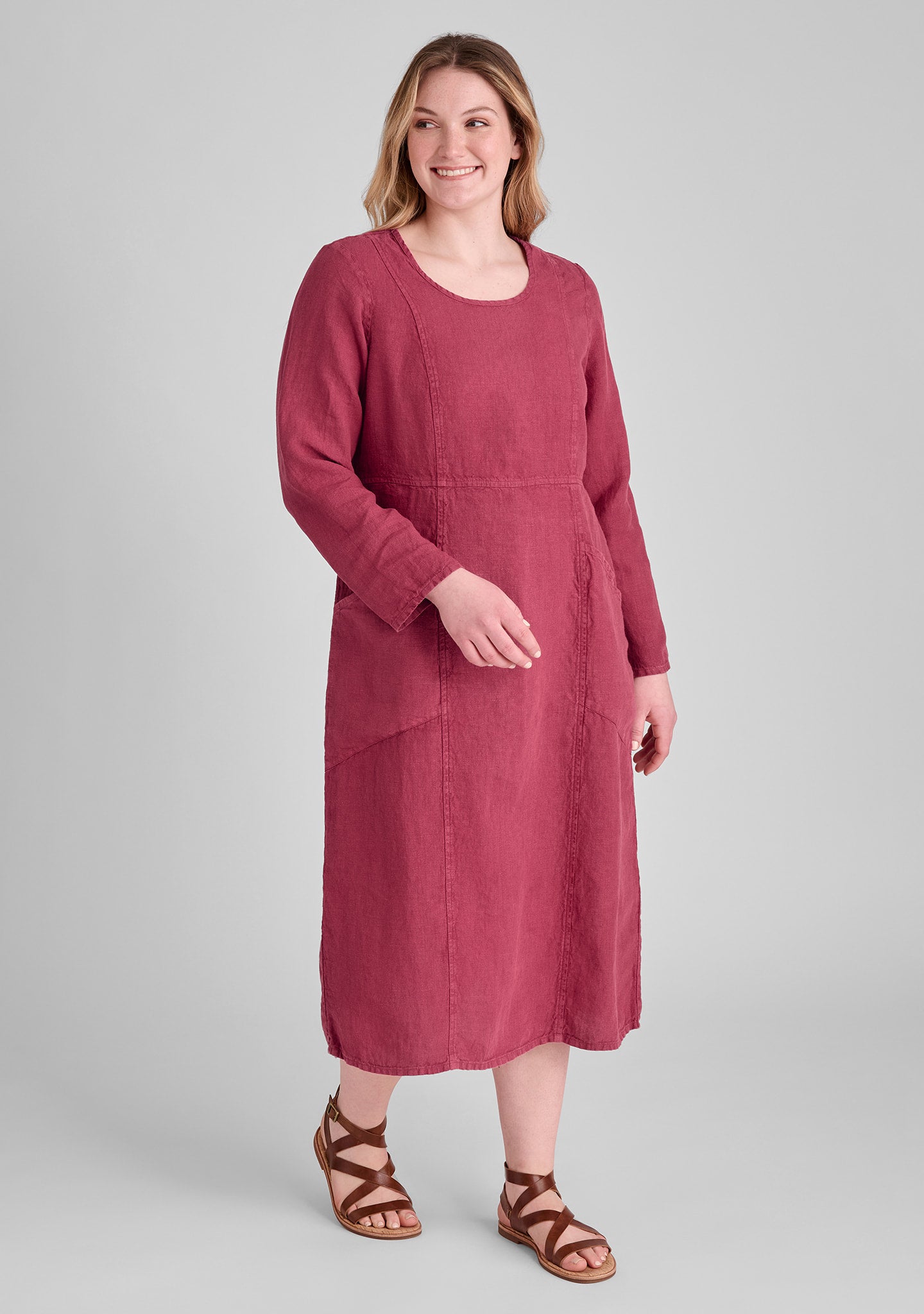 Vintage Dress - Linen Dress - FINAL SALE Cranberry / P Vintage Dress - Linen Dress - FINAL SALE Cranberry / P