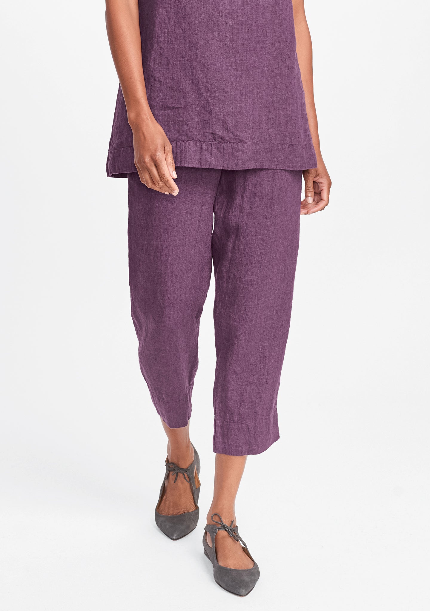 ankle deep linen pants purple