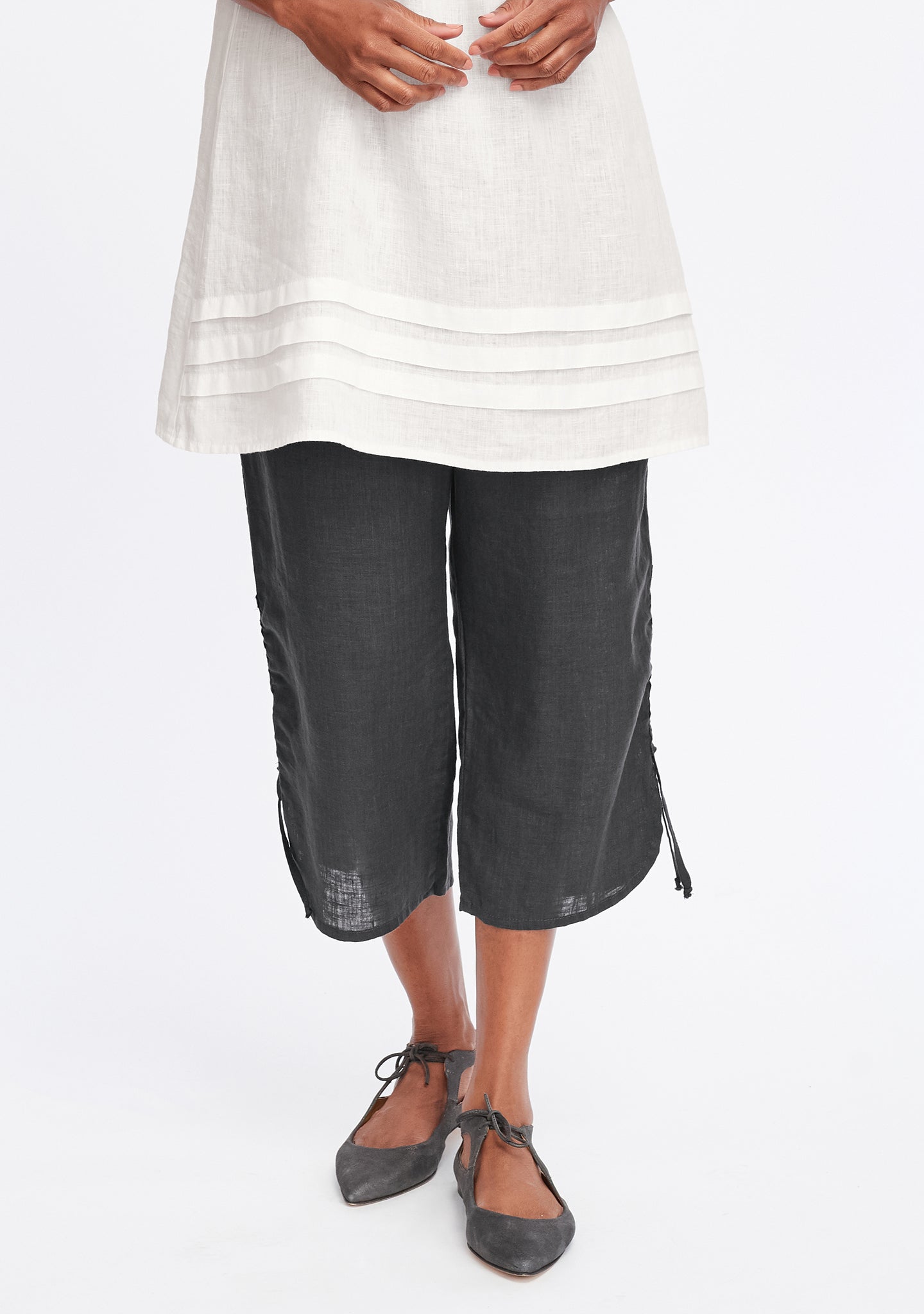 capri pant linen crop pants grey