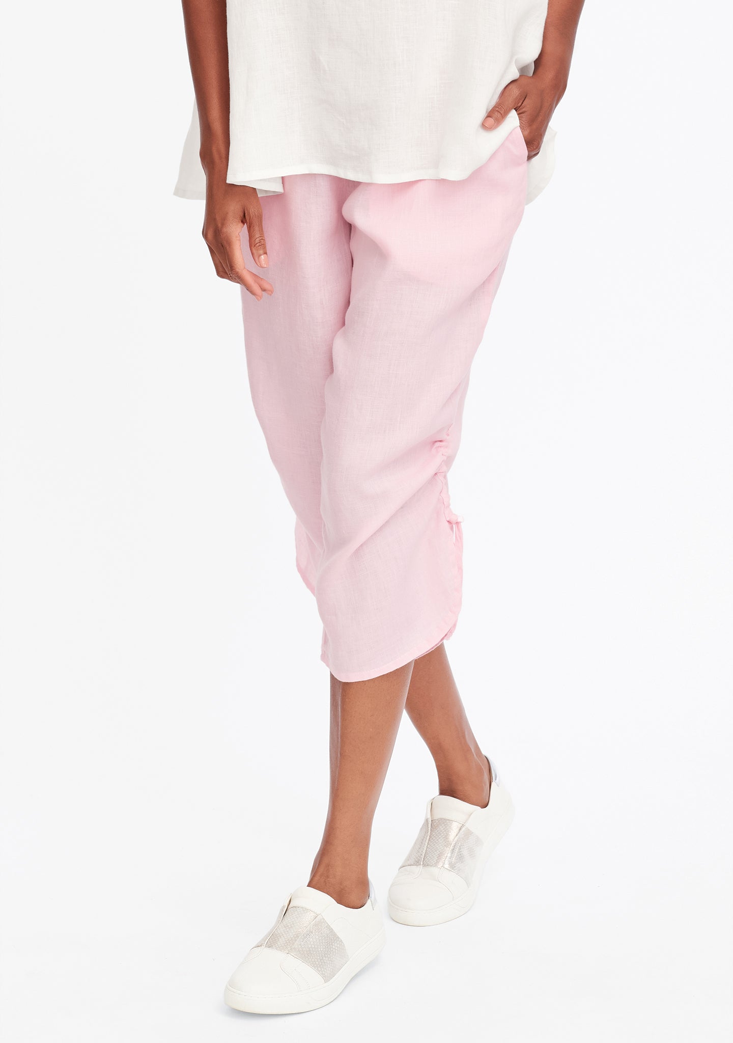 capri pant linen crop pants pink