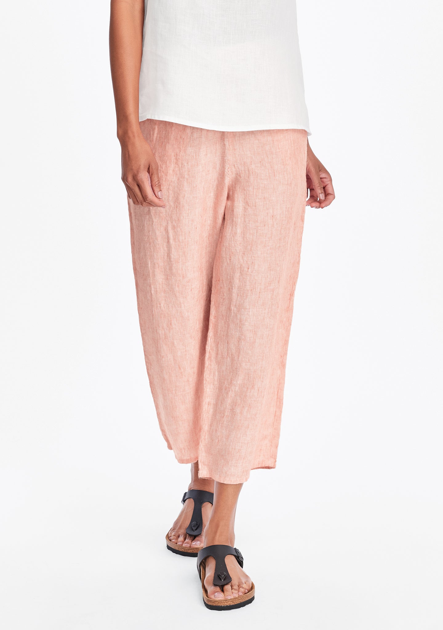 floods linen pants with elastic waist red