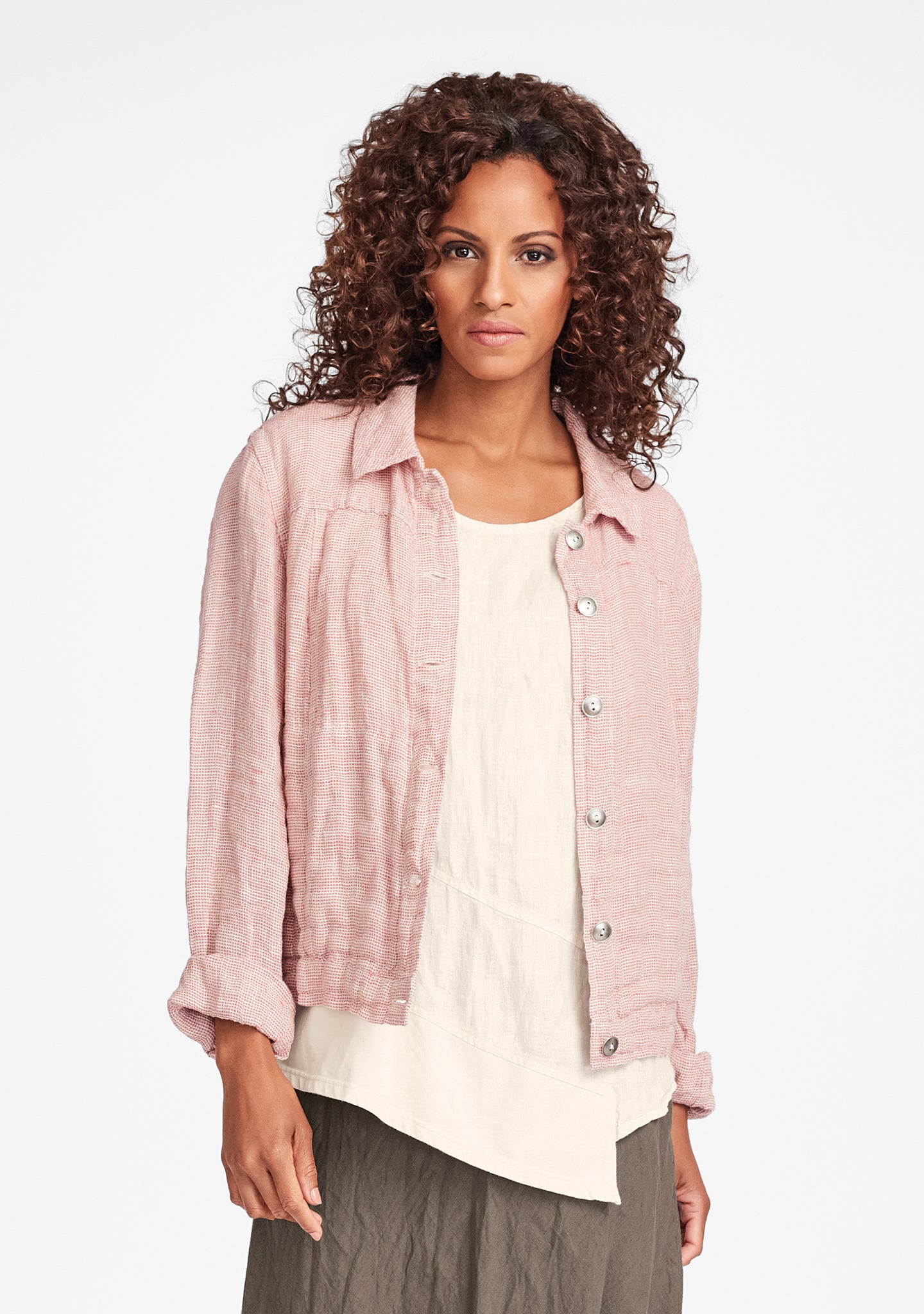 jean jacket linen jacket pink