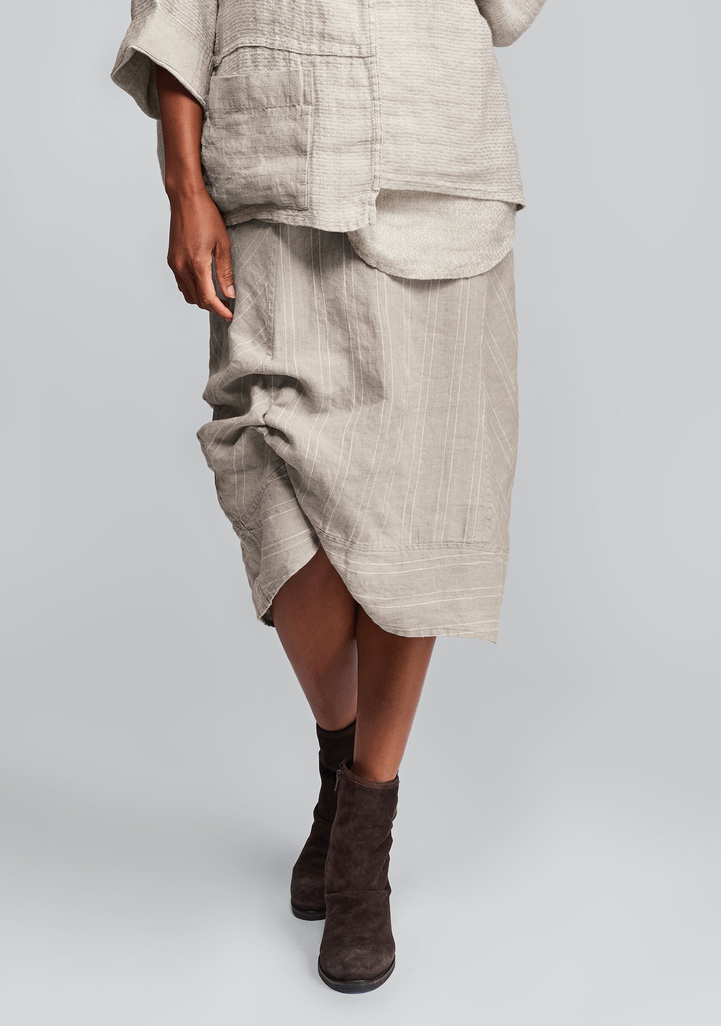 multi-facet skirt linen skirt natural