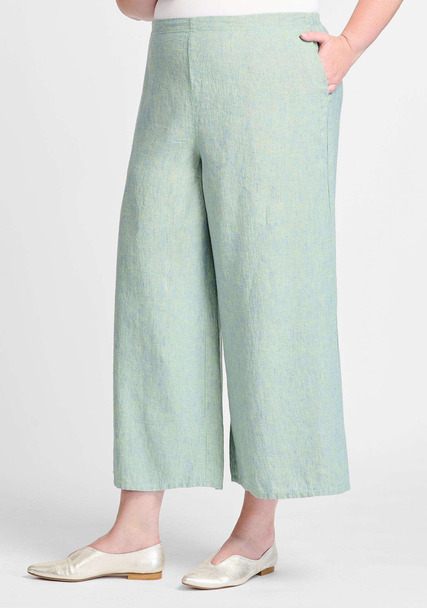 sociable flood wide leg linen pants details