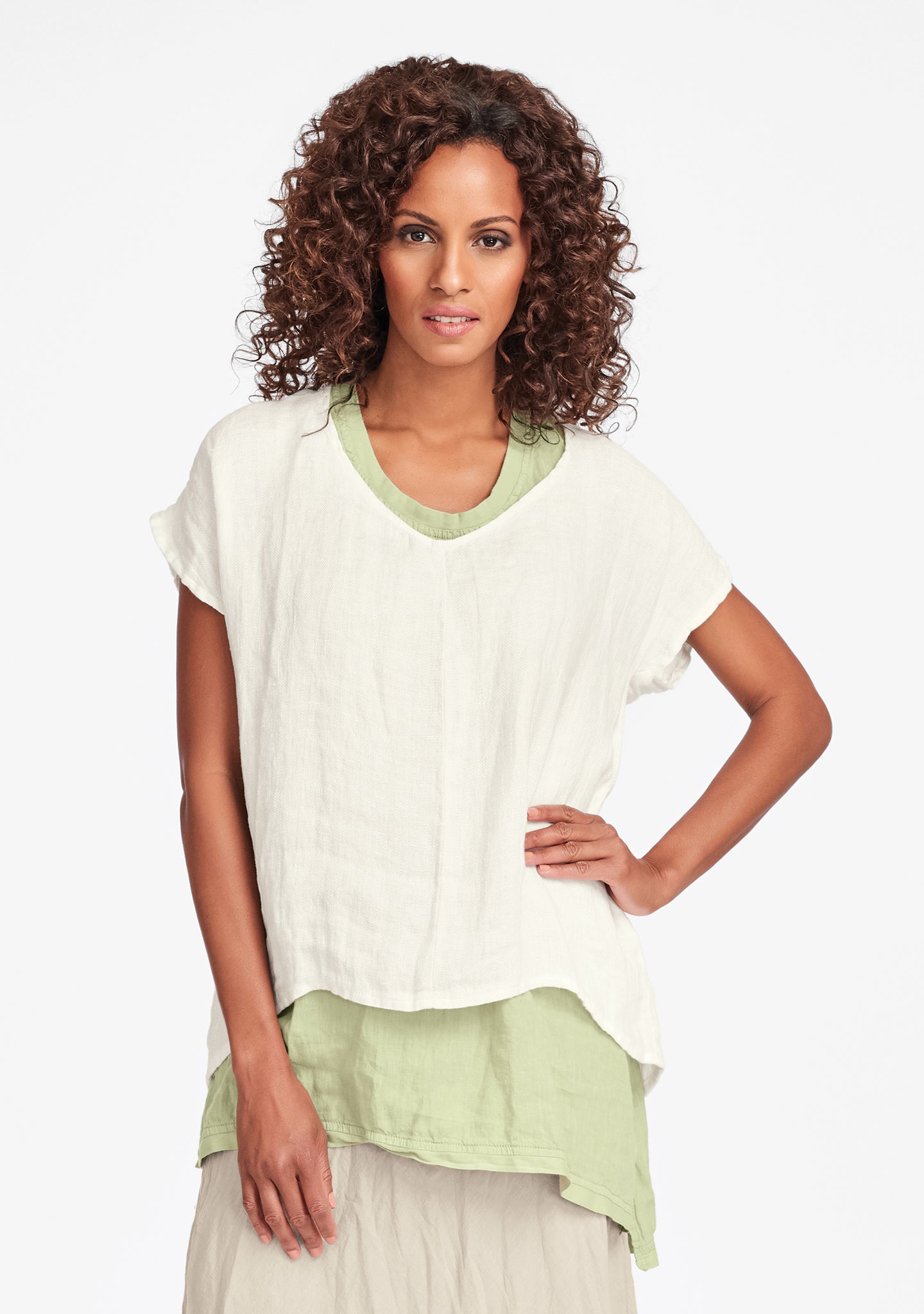 whisperer pullover linen t shirt white