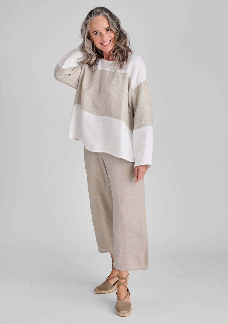 FLAX linen shirt in natural with linen pants in natural