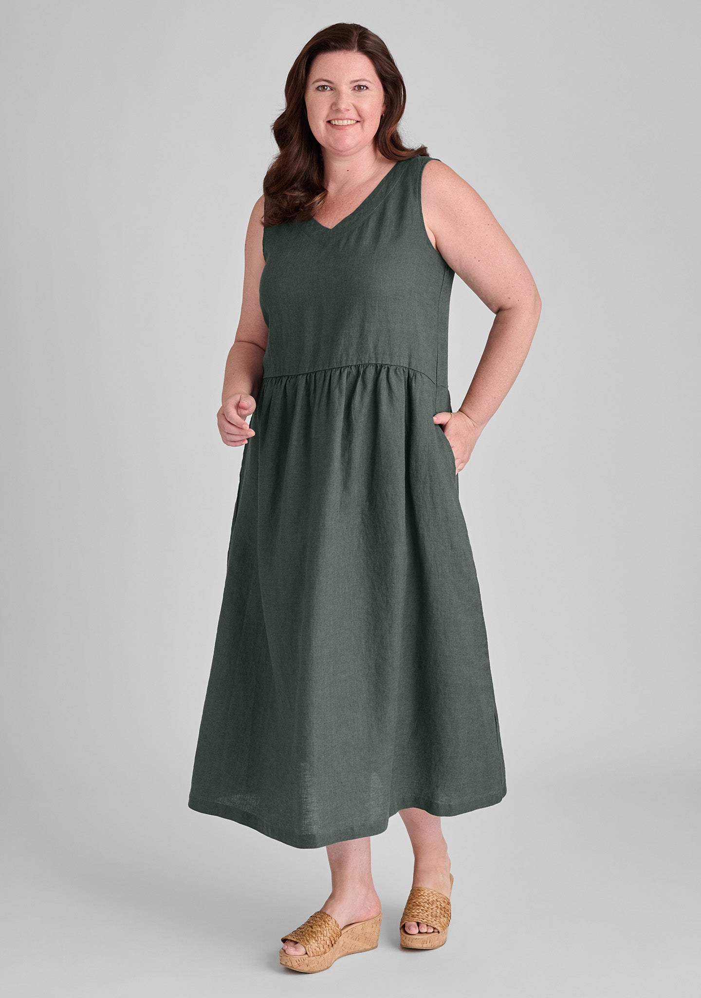 FLAX linen dress in green