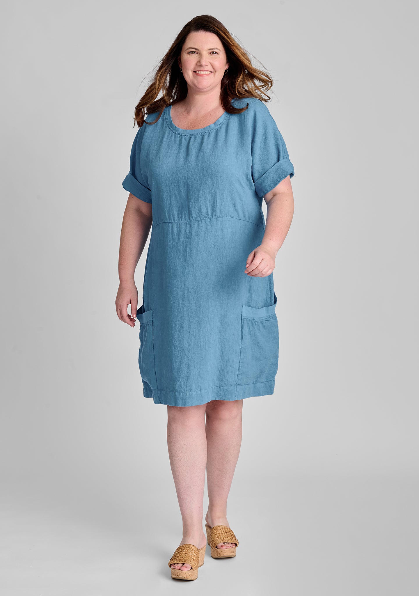 FLAX linen dress in blue