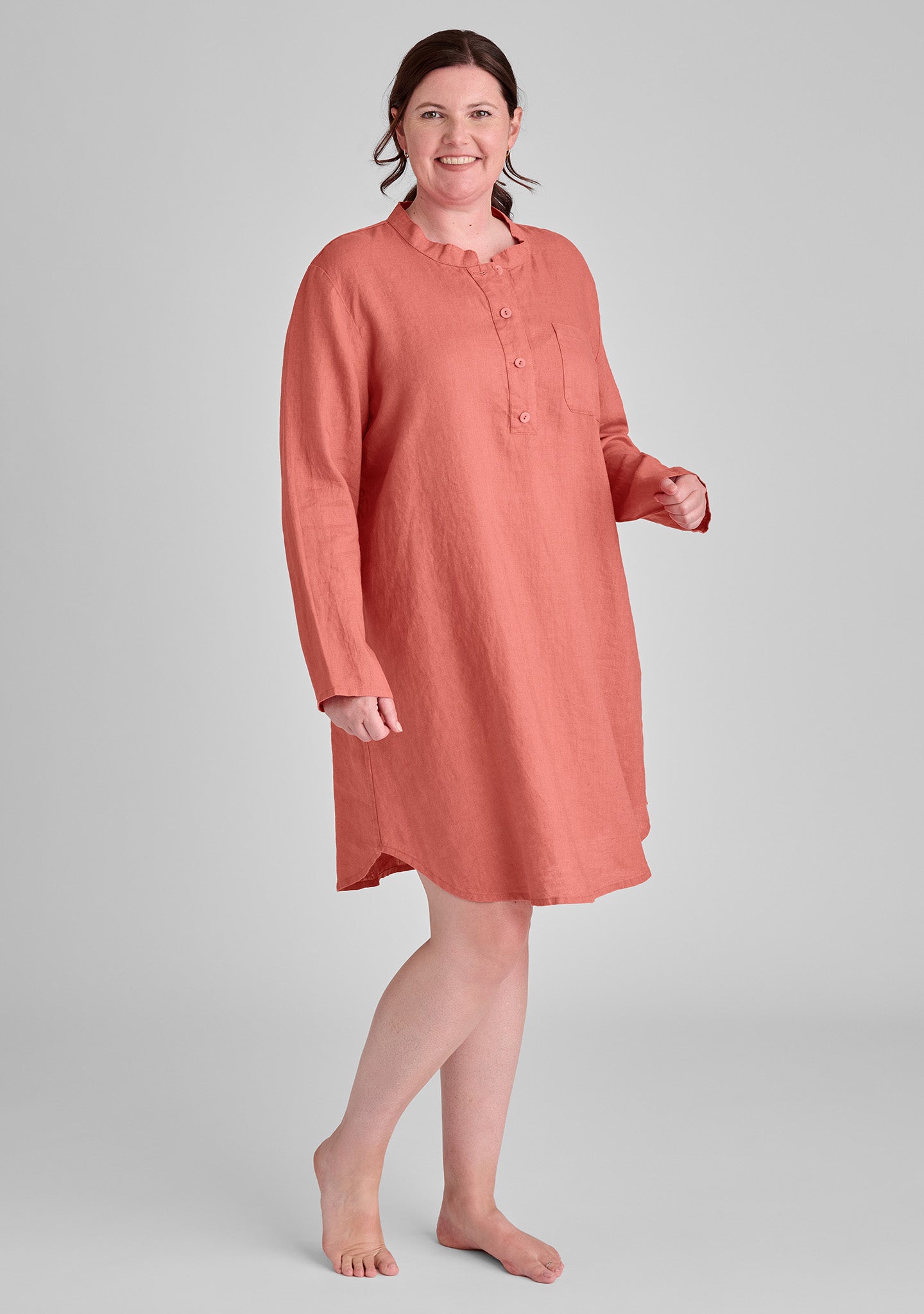 FLAX linen night dress in pink