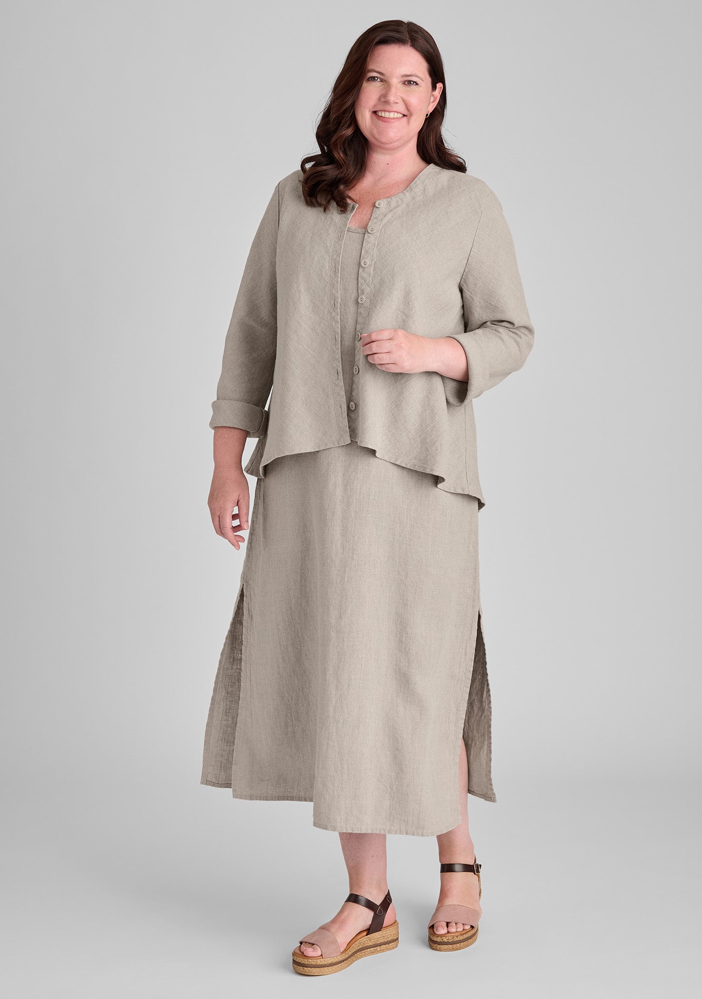 FLAX shirt in natural and linen dress in natural