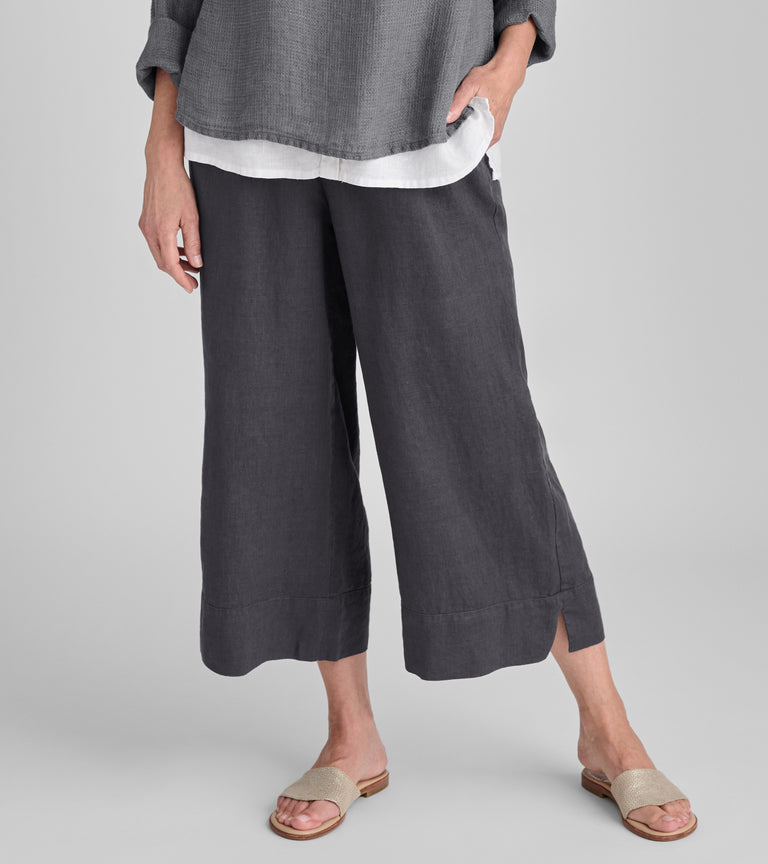 FLAX women's linen clothing gray linen pant