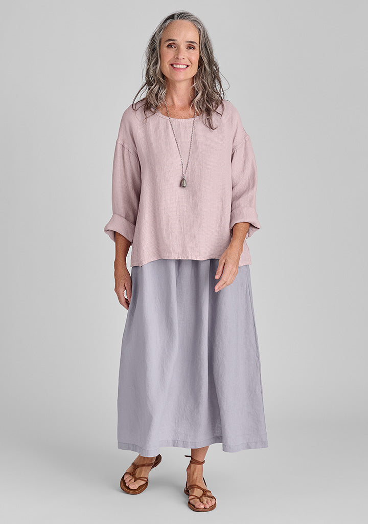 easy tee long sleeve linen tee pink