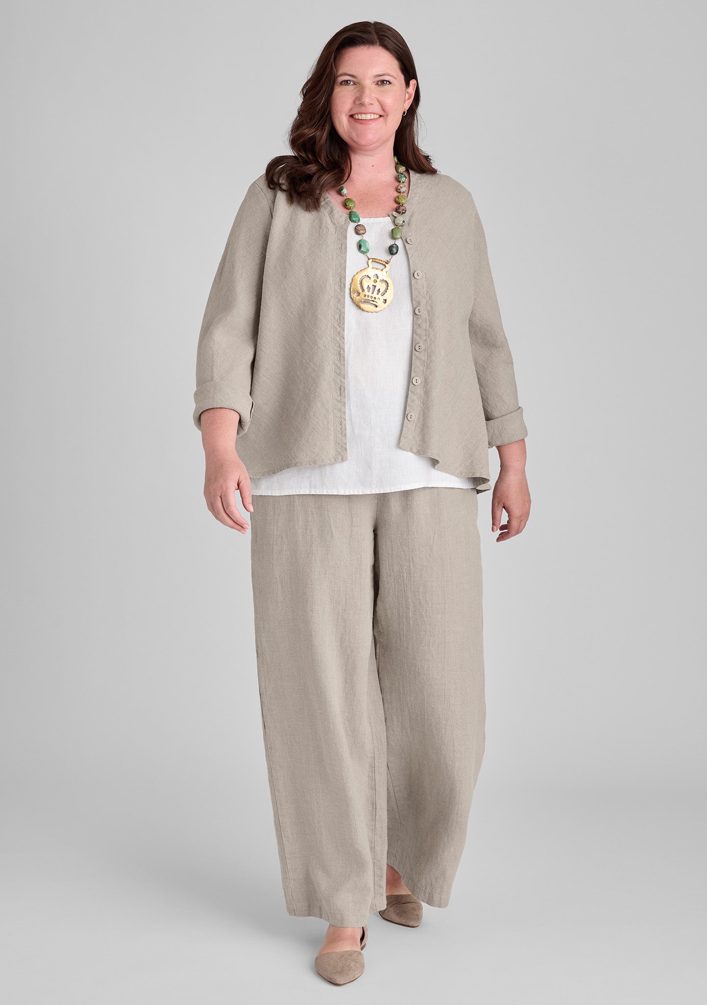 flowing pant linen pants with elastic waist natural