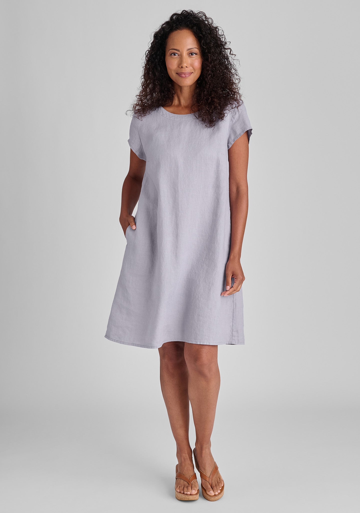 FLAX linen dress in grey