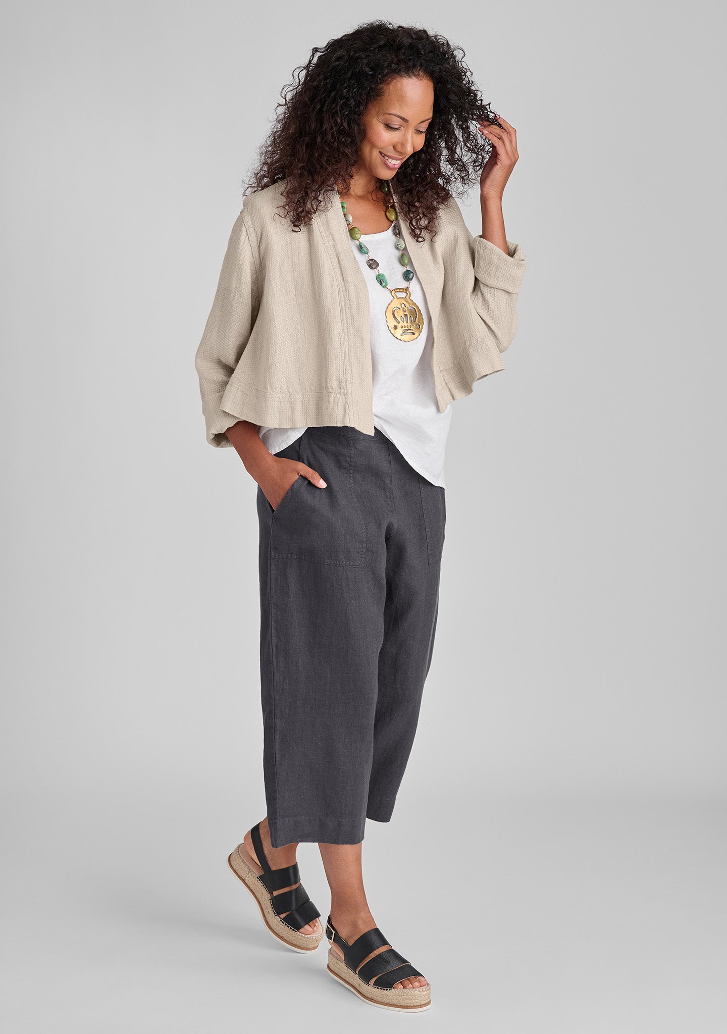 kate pant linen crop pants details