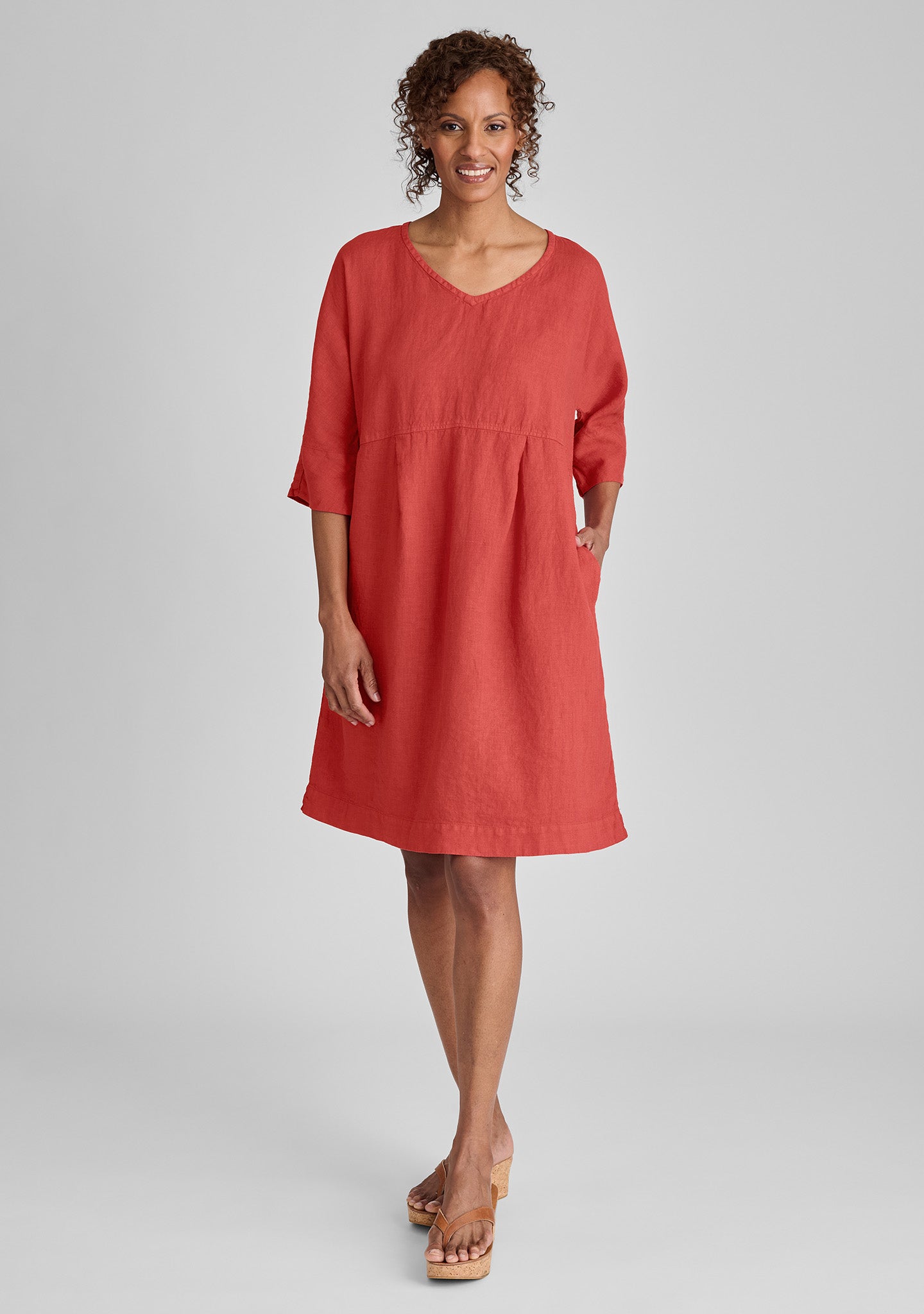 FLAX linen dress in red