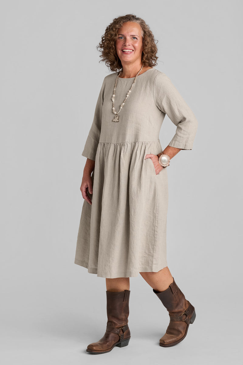 Flax linen clothing brand linen dress in natural