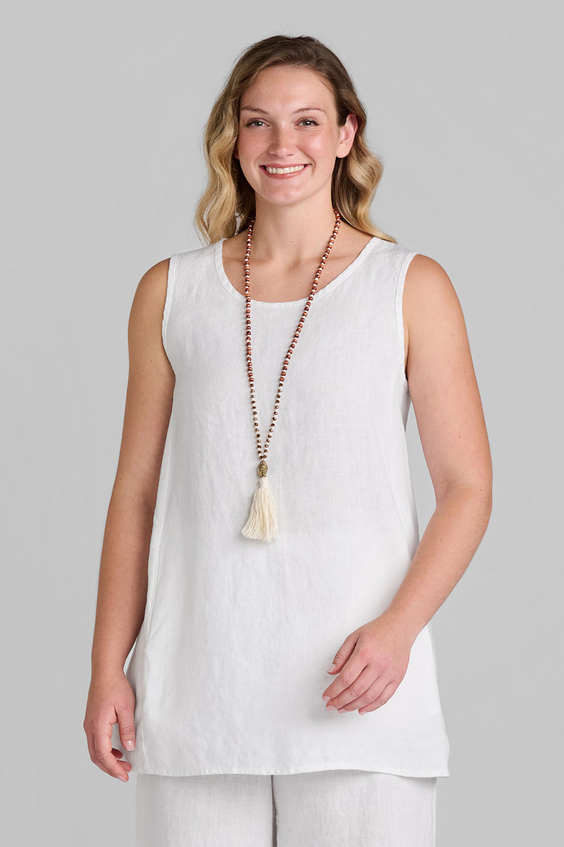 Flax linen clothing brand white linen tank
