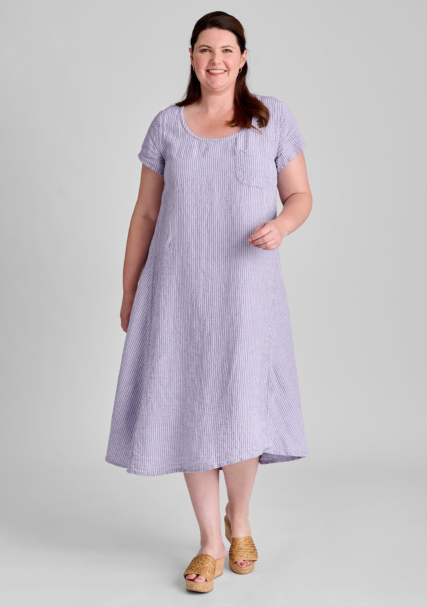 FLAX linen dress in purple