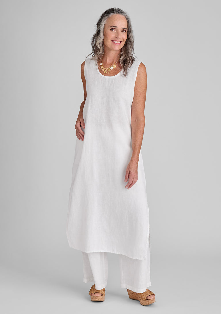 FLAX linen dress in white and linen pants in white