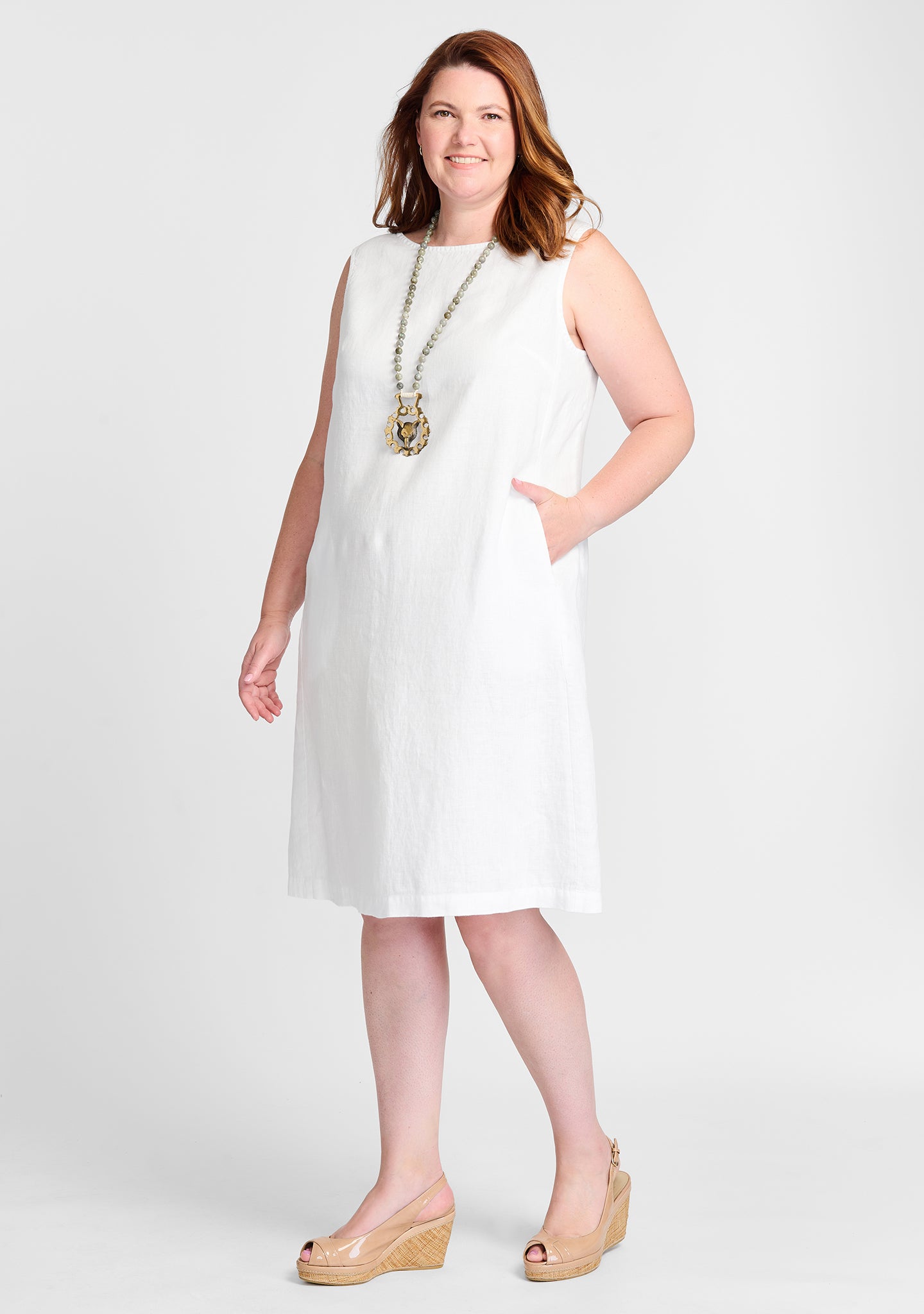 FLAX linen dress in white