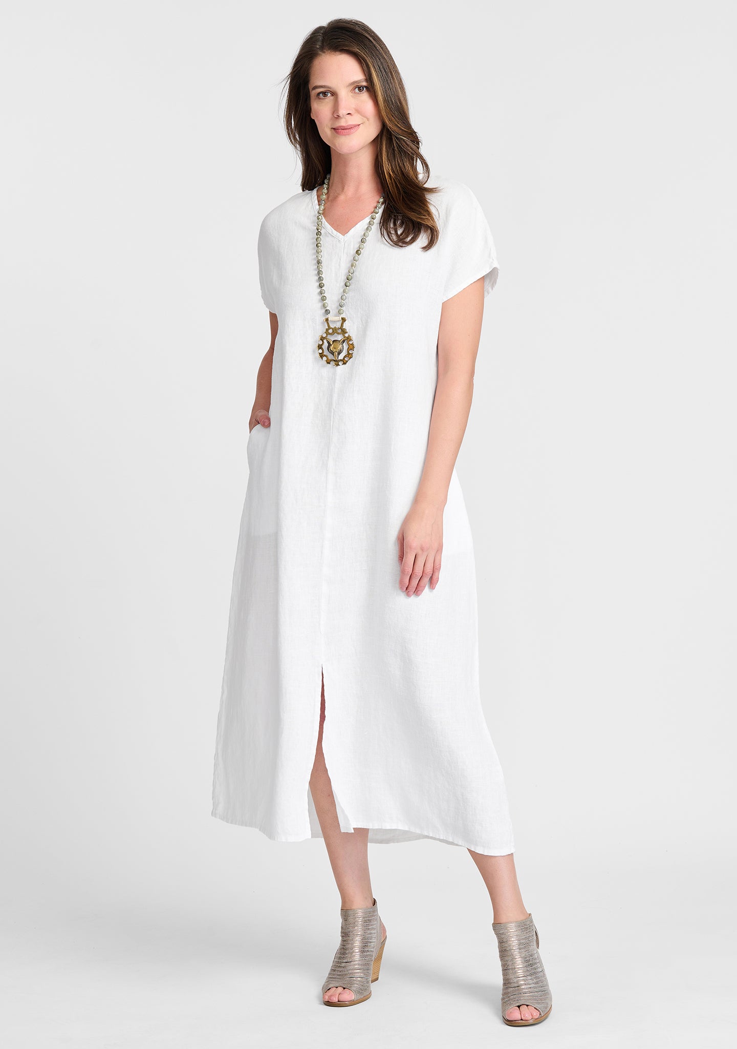 FLAX linen dress in white
