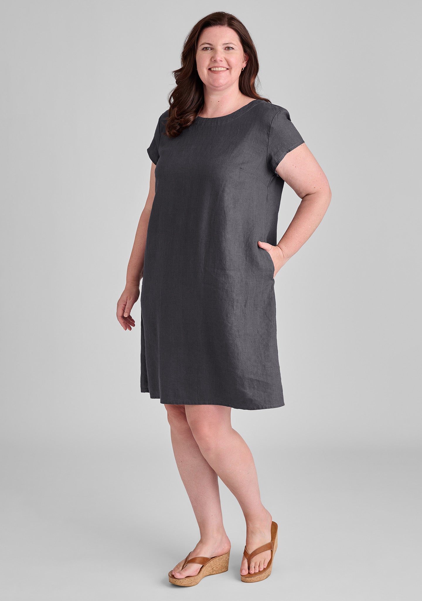 FLAX linen dress in grey