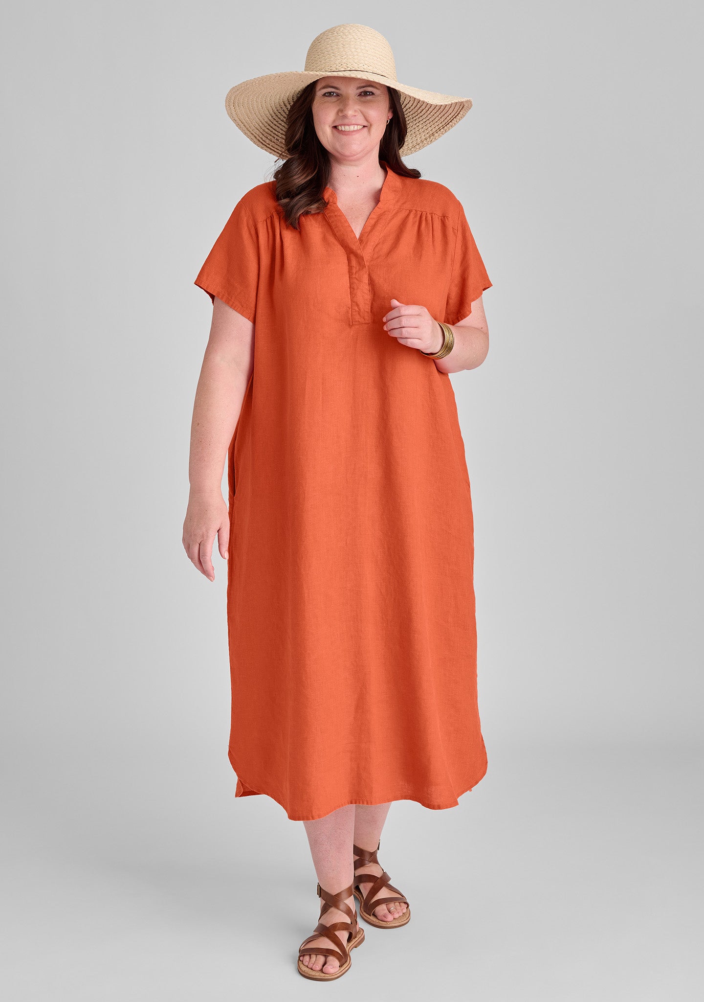 FLAX linen dress in orange