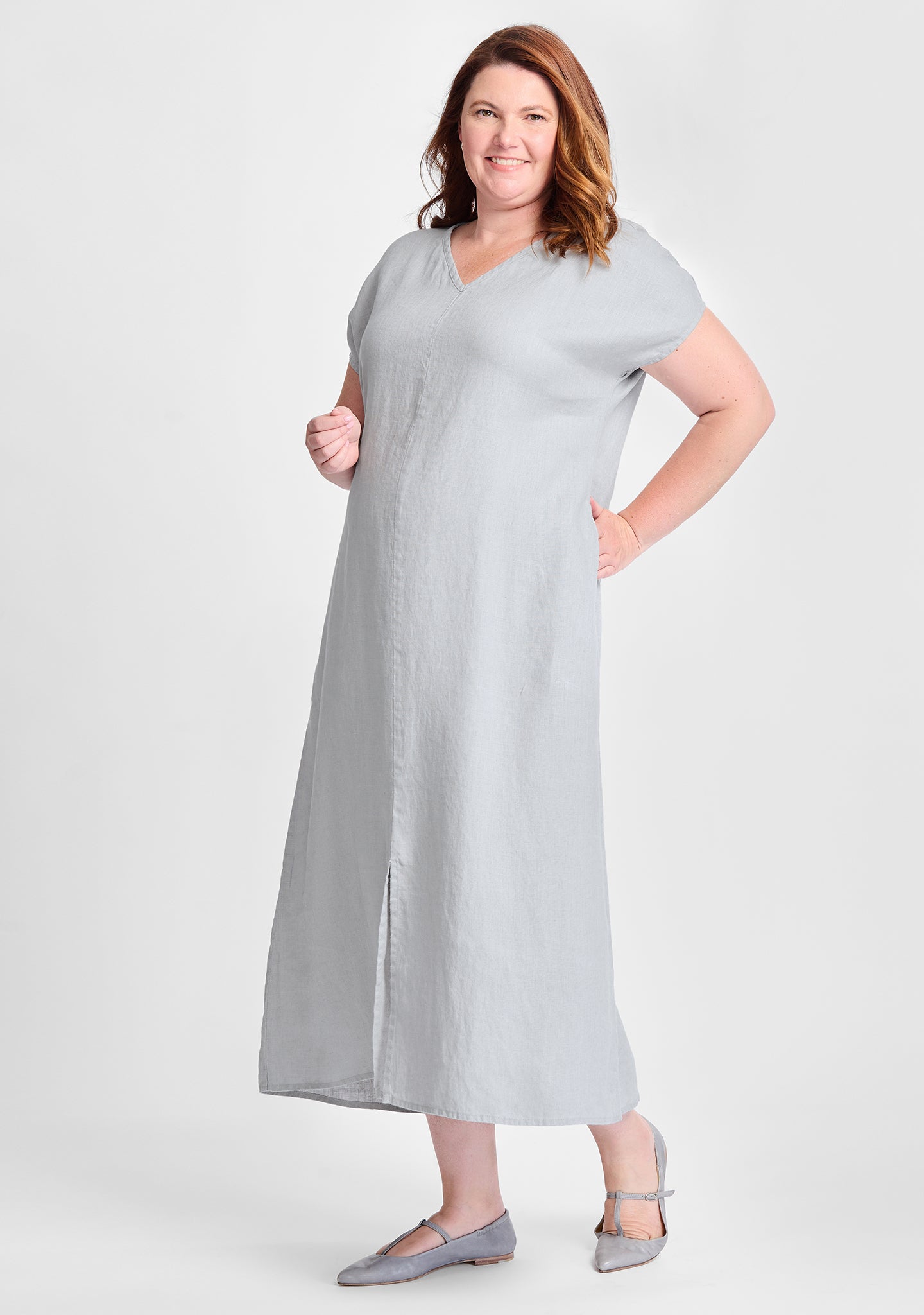 FLAX linen dress in grey